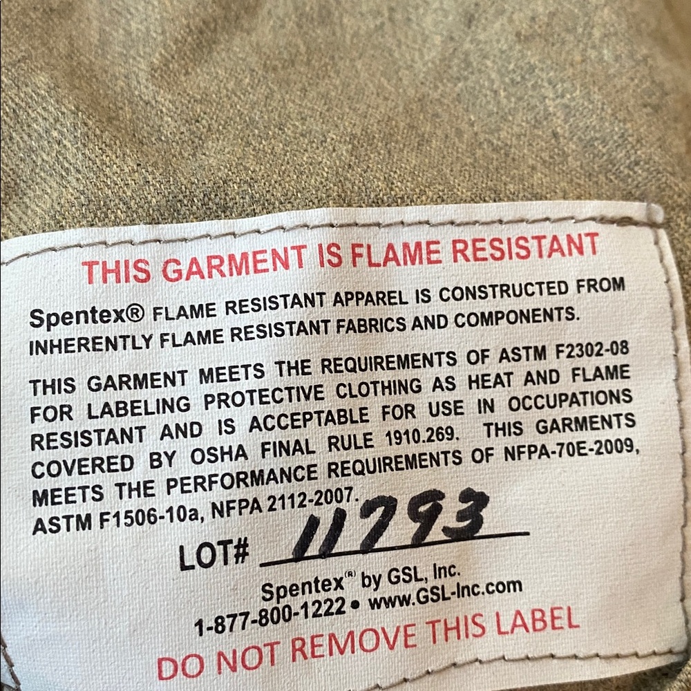 Spentex Flame Resistant Work Shirt FR Button Down Khaki Taupe Long Sleeve L - Picture 5 of 8